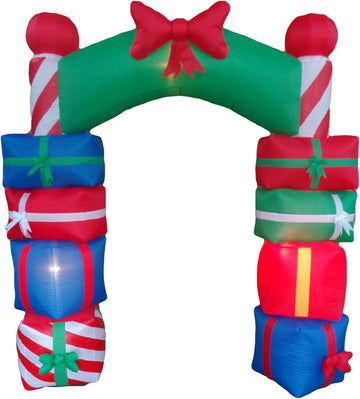 8 FT Tall Lighted Christmas Inflatable Stacked Colorful Gift Boxes Archway