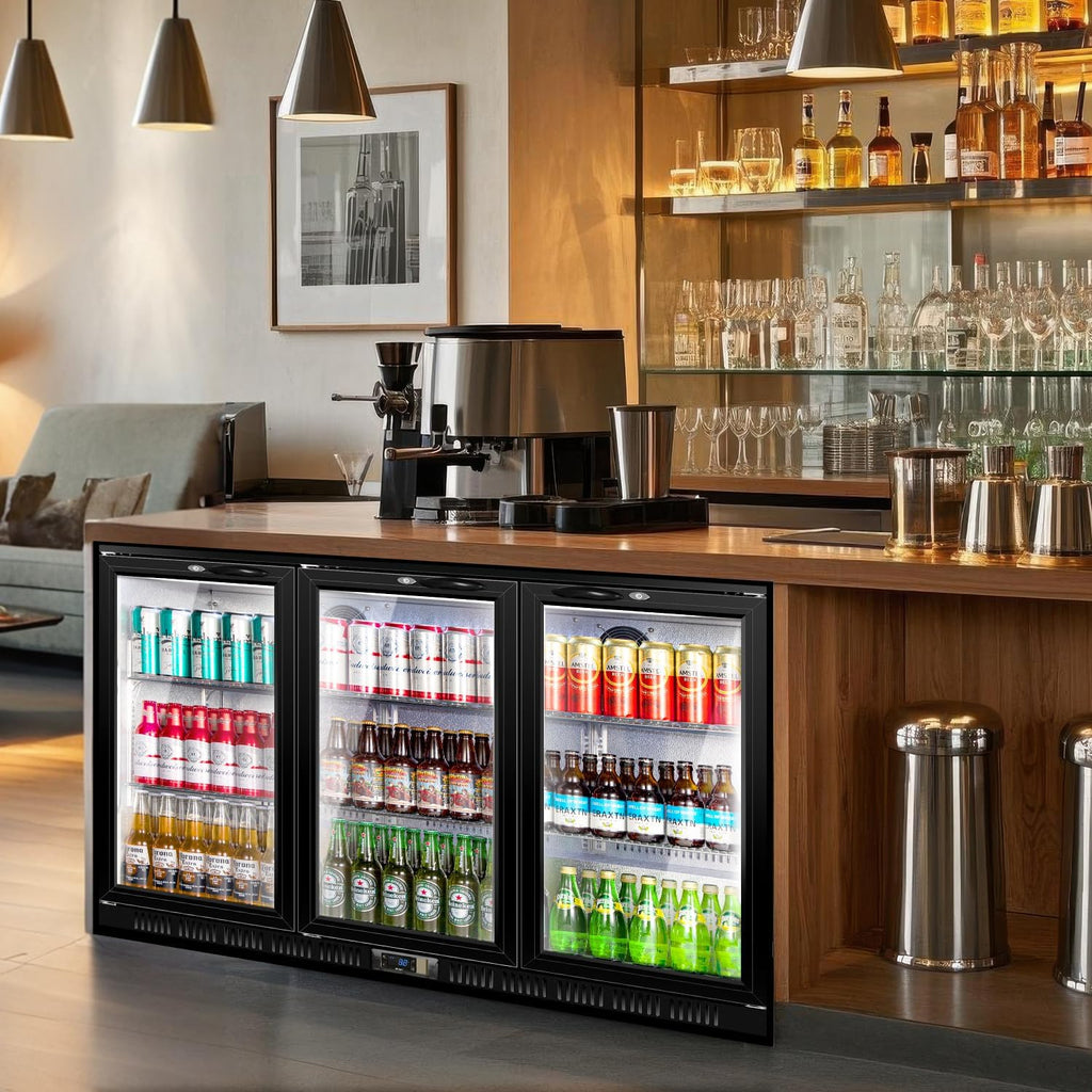 Back Bar Cooler With 3 Glass Doors, 312L Under Counter Back Bar Refrigerator wit