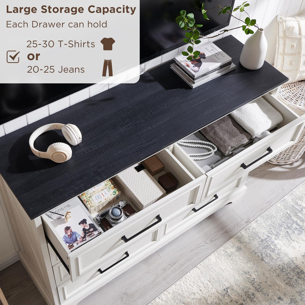 Farmhouse 8 Drawers Chests, Antique White