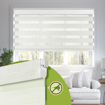 No Drill Zebra Blinds for Windows 28.5" W x 64" H,Beige | Cordless Dual Layer Light Filtering & Blackout Zebra