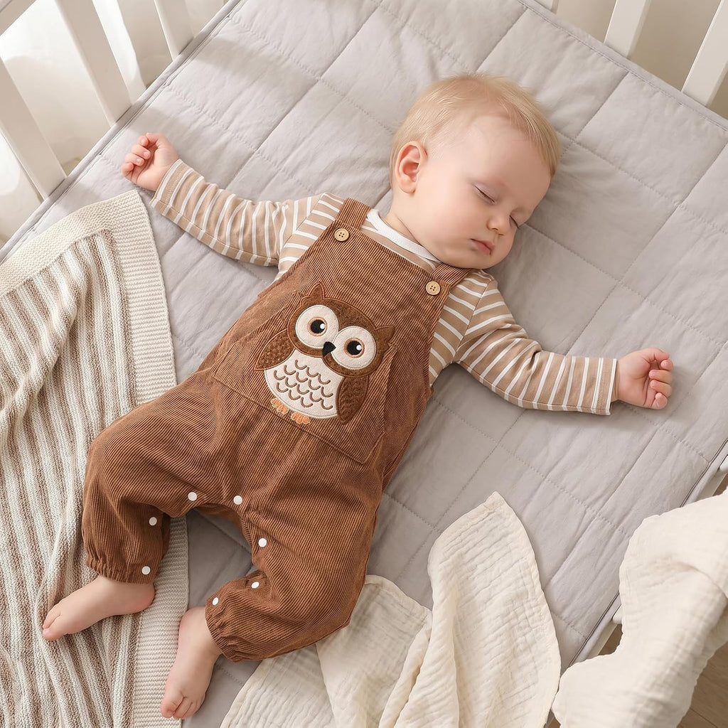 Newborn Baby Boy Fall Winter Clothes Shrit Overall Pants Set Outfit