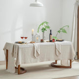 Pure Linen Hemstitch Tablecloth,100% Stonewashed French Linen tablecloths Dining Rectangle Tables,60