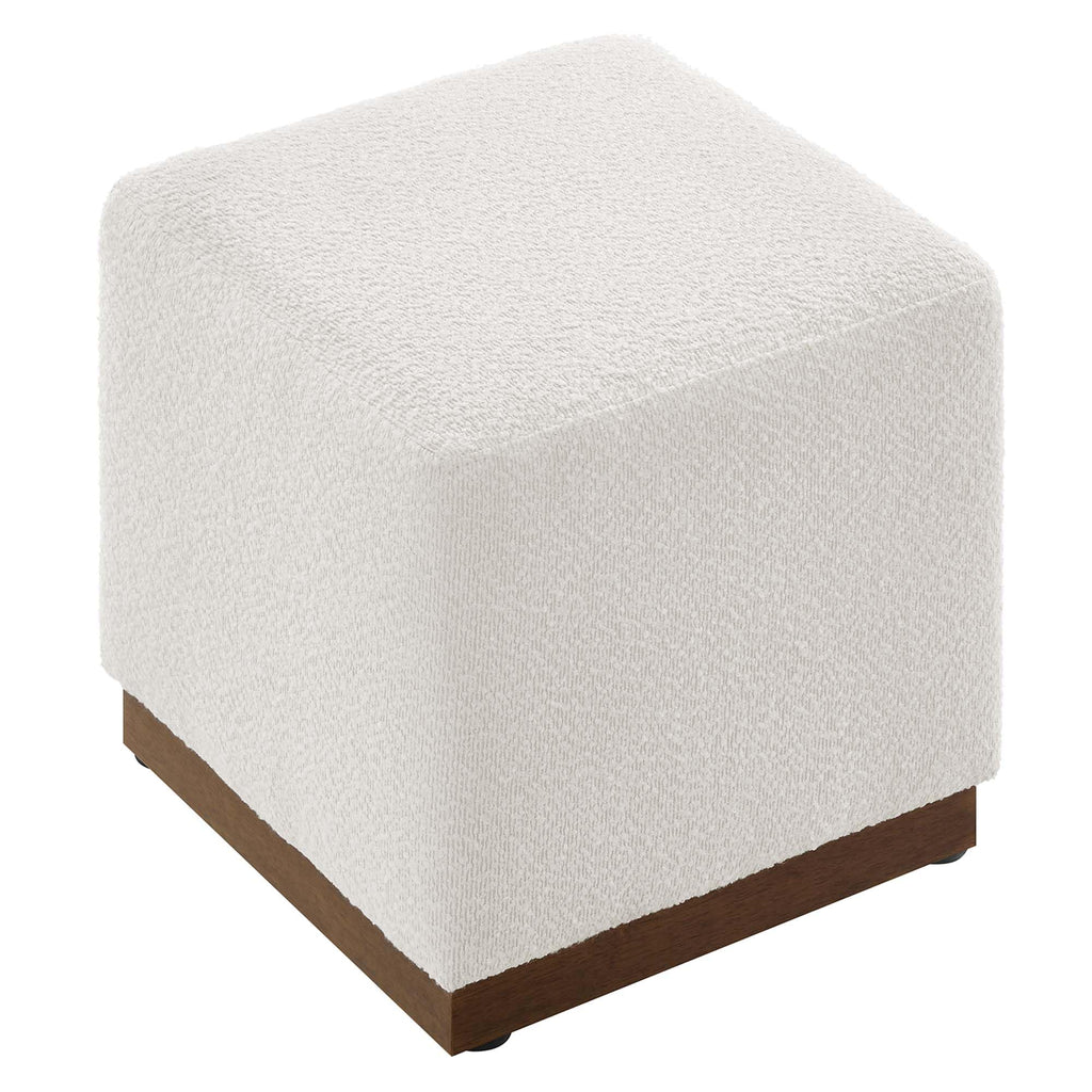 Tilden 17" Square Boucle Upholstered Upholstered Ottoman in Cloud Walnut
