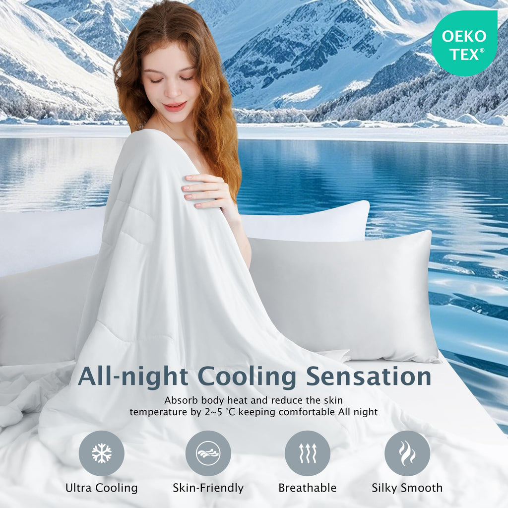 Cooling Comforter Queen Size Cool Blanket for Hot Sleepers (Grey)