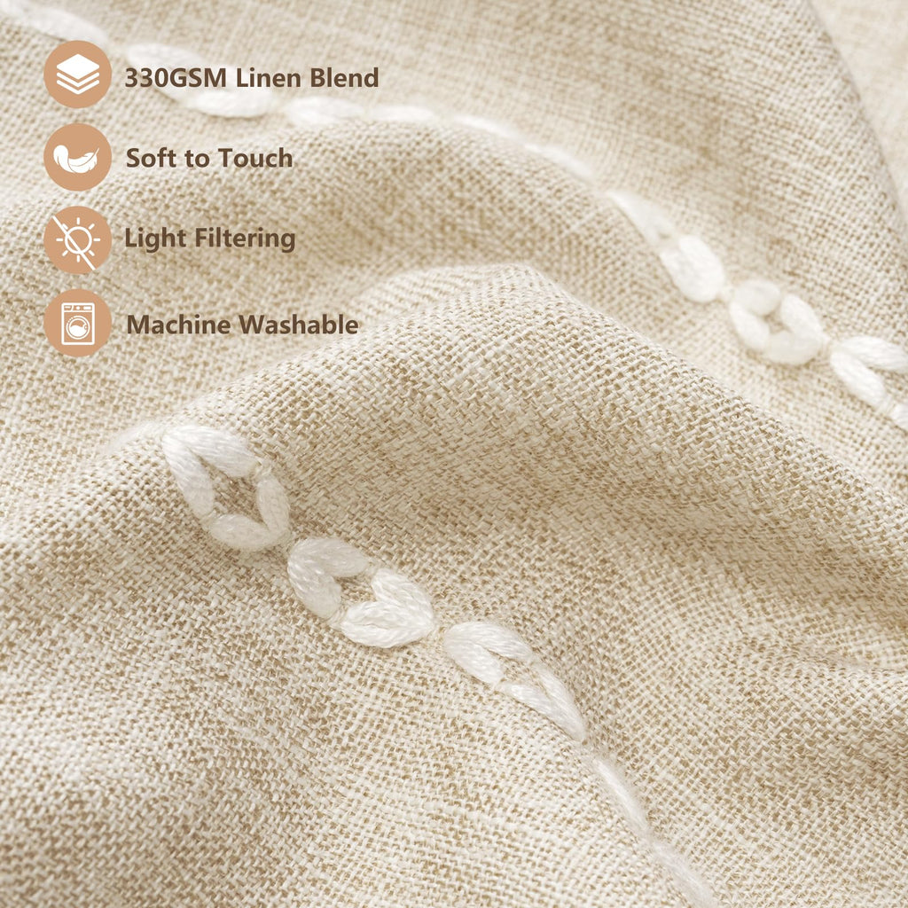 Beige Boho Farmhouse Window Curtain with Tassels, 30 x 36 Inch Light Filtering Sheer Short Cafe Window Curtain Tier