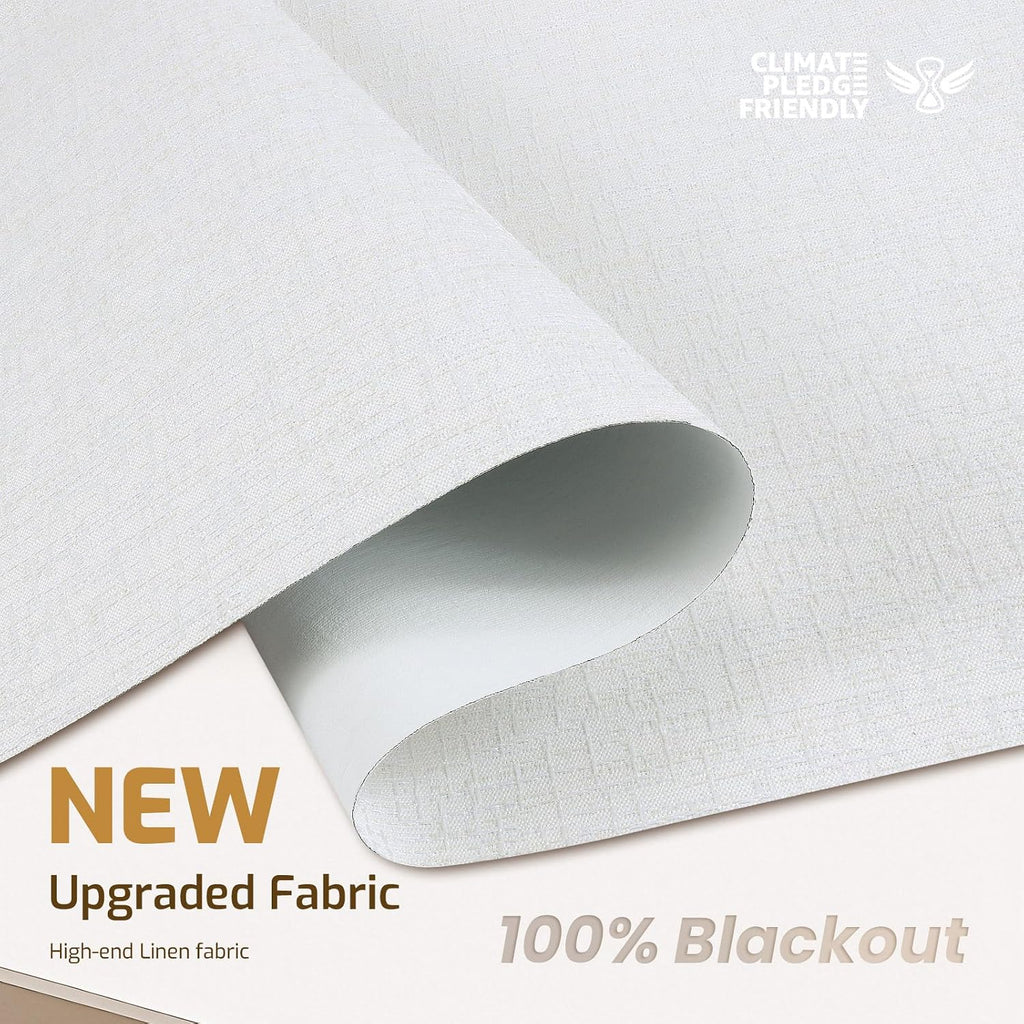 No Drill Blackout Roller Shades | Textured-White 24.5Wx64H