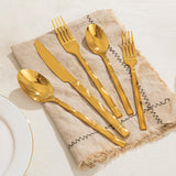 Gold Silverware Set, Luxury 60-Piece Flatware Set for 12, 18/10 Stainless Steel Cutlery Set with Diamond Cut Pattern