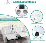 Naomi Home Chicago Deluxe Theater Style Motion Loveseat with LED Lights White/Air Leather