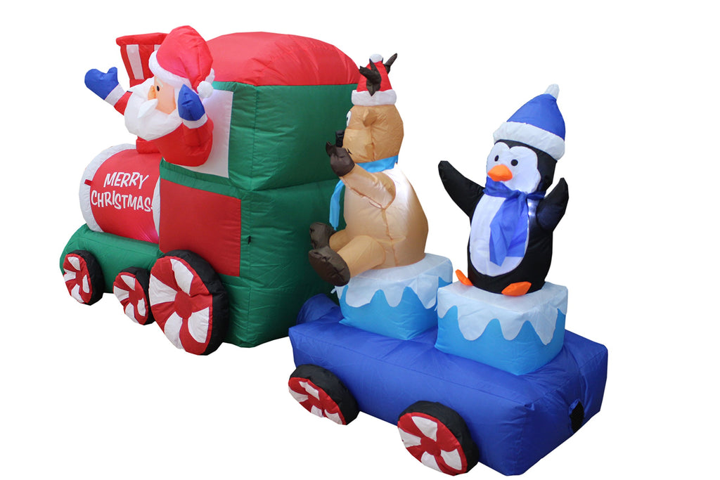 7 Foot Long Lighted Christmas Inflatable Santa Claus Reindeer Penguin