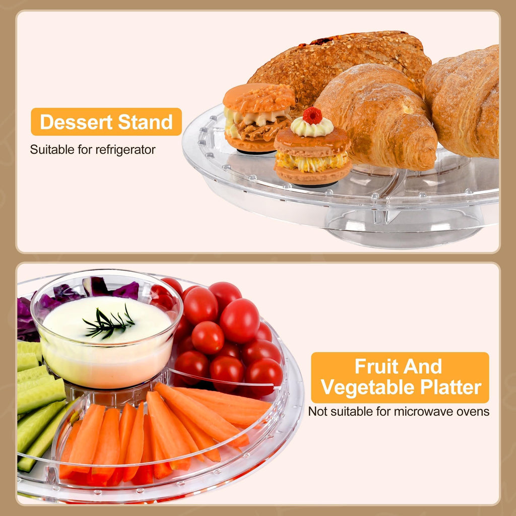 Acrylic Cake Stand with Dome Lid, 12.2 Inch 6-in-1 Clear Cake Plate Carrier with Handle, Crystal Display Holder