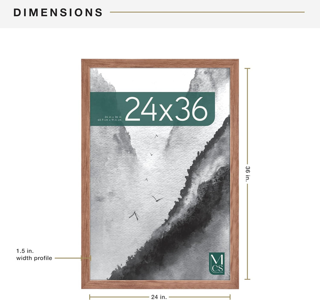 Museum Poster Frame, 24x36, Medium Oak, 1-Pack | Museum Collection Poster Frame For Photos & Art Prints, Hangs