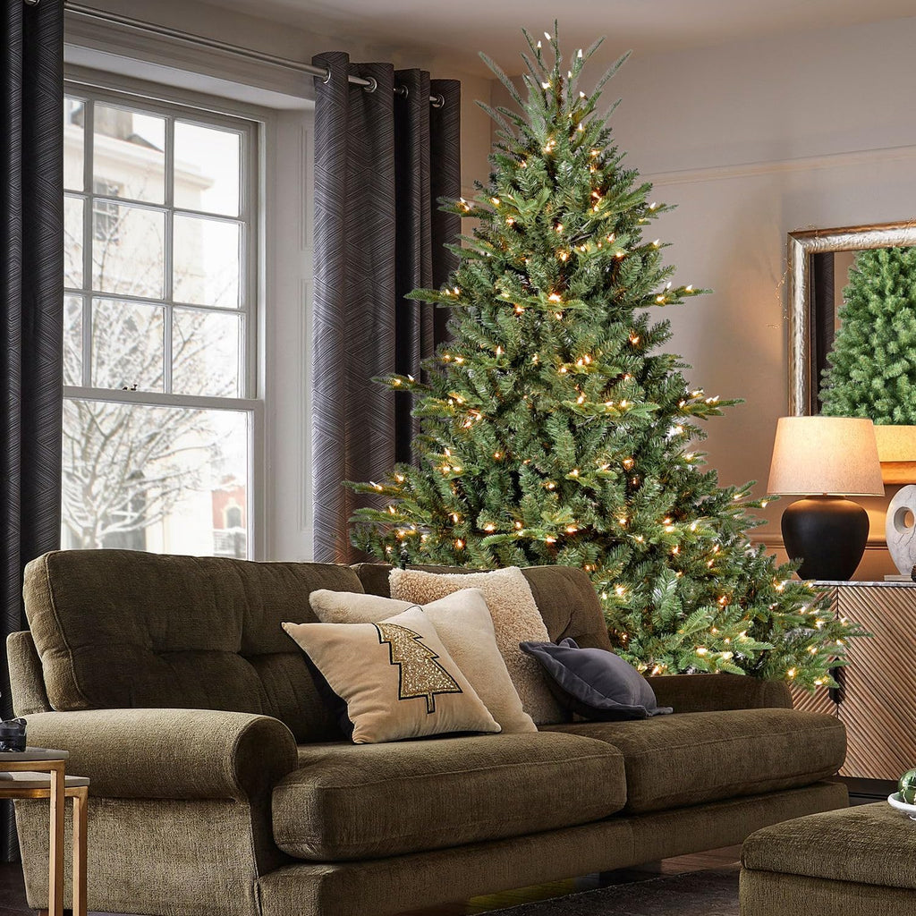 Prelit Christmas Tree, Premium Douglas Fir Christmas Tree with 900 Lights & 2673 Branch Tips, Pre Lit Hinged Xmas