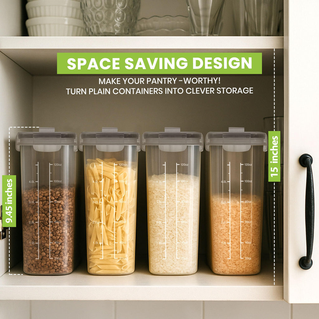 Cereal Containers Storage Set with Lids, 4 Pack, 4L (135 Oz)
