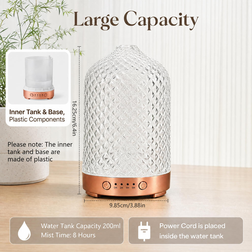 200ml Essential Oil Diffuser 4-in-1 Glsss Diffuser