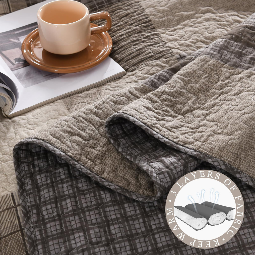 100% Cotton 120x120, Brown Khaki Plaid