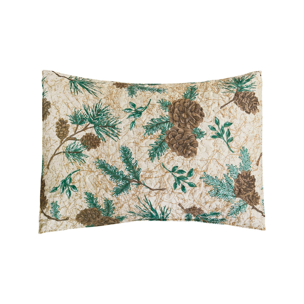 Rustic Pinecones & Needles Quilt Set Lodge Cabin Bedding w/ Sham