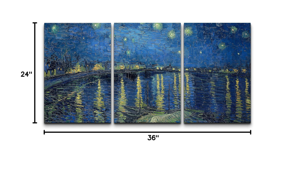 Canvas Print Wall Art Set Starry Night Over The Rhone by Vincent Van Gogh Nature Wilderness Illustrations Fine Art