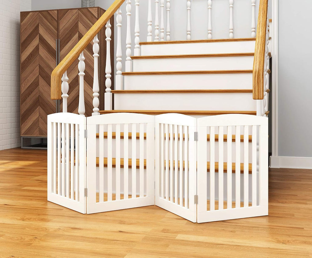 Wooden Freestanding Foldable Pet Gate for Dog, 24" H Dog Gate Indoor