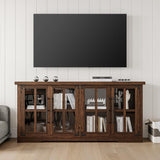 Farmhouse 63" Buffet Sideboard Cabinet with Glass Door, Large Storage Cabinet with Adjustable Shelf