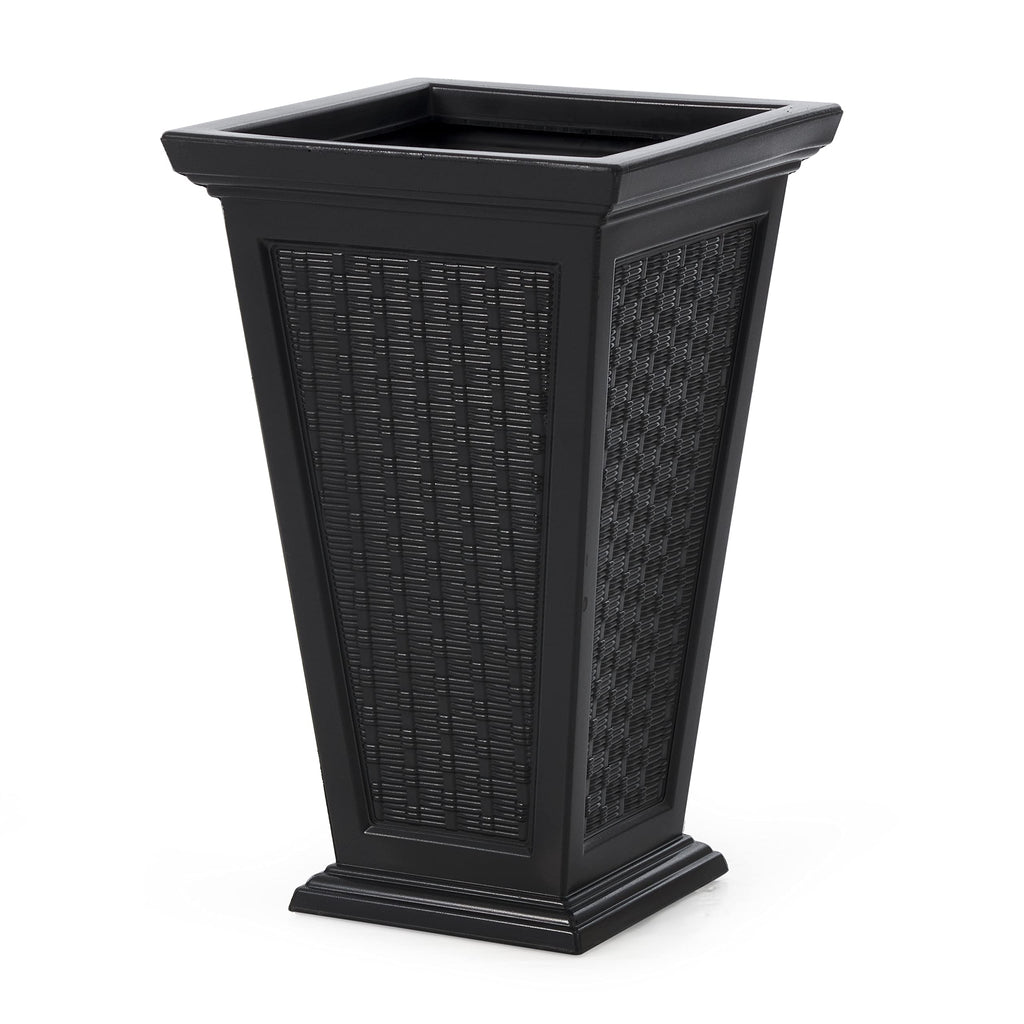 Wicker-Pattern Self-Watering Planter (2-Pack) - Set of 2 Large Planters for Porch, Patio, Outdoor/Indoor