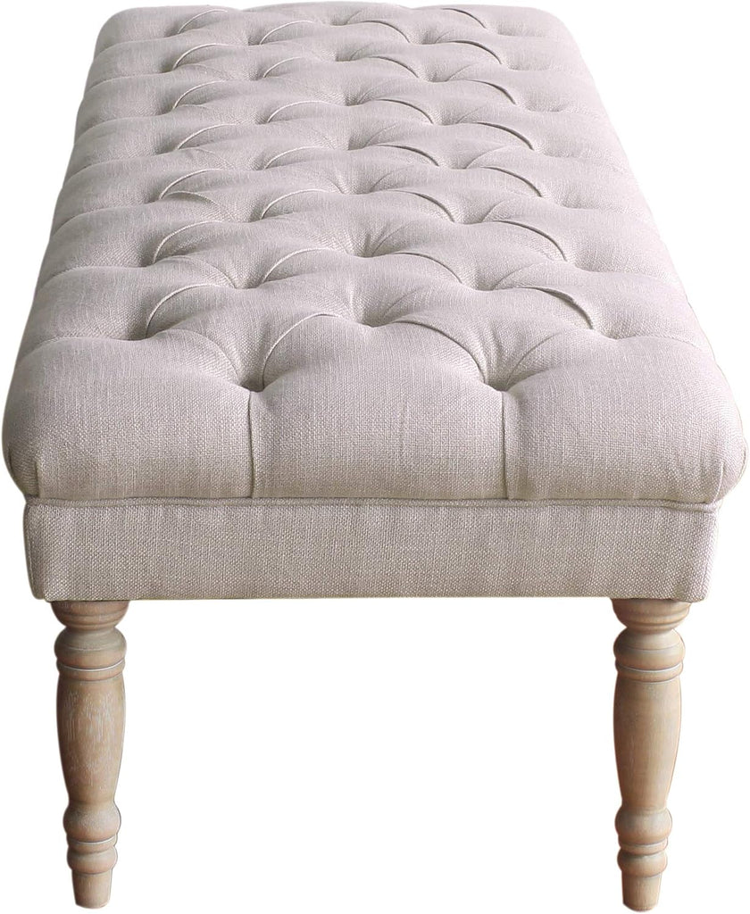 64" Large Tufted Bench - Light Mauve