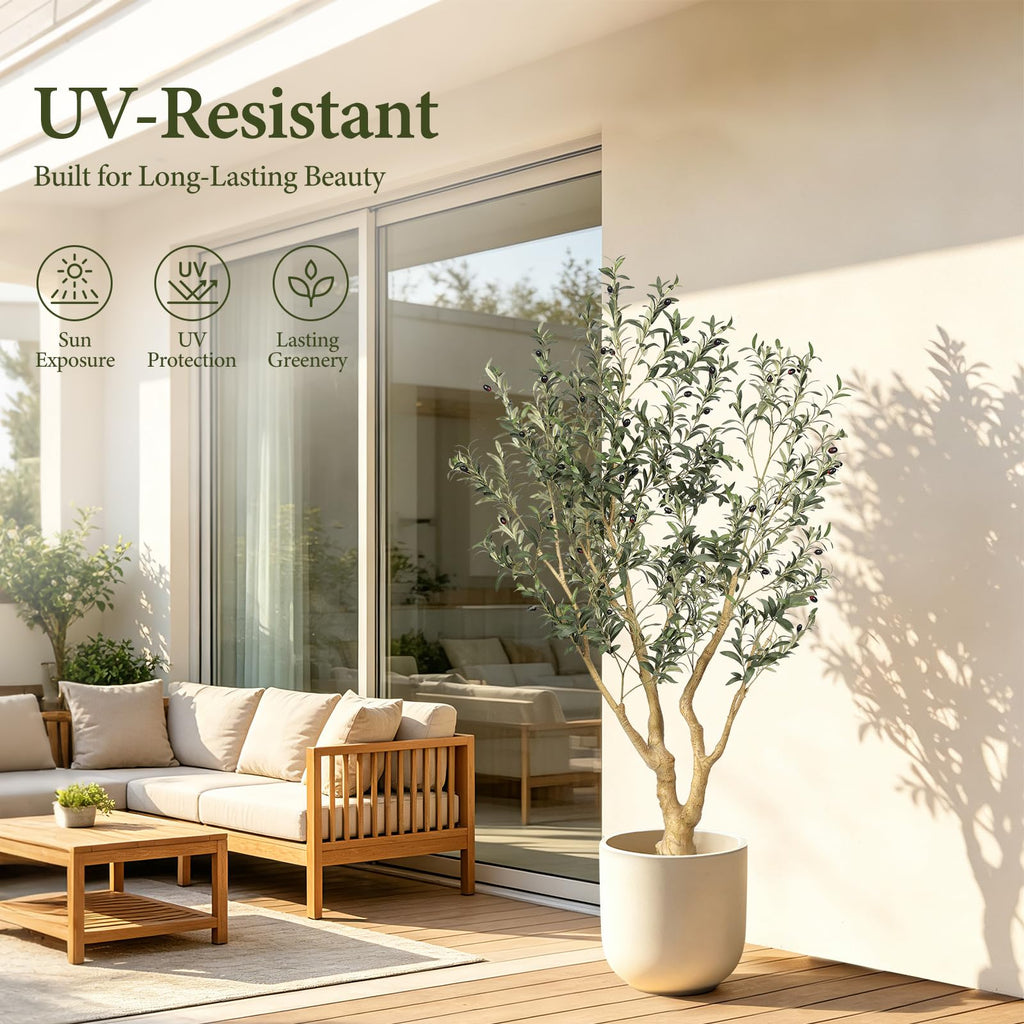Large Artificial Olive Tree 6FT with UV Resistant in Black Planter