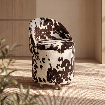 Storage Ottoman with Wheels, Cow Print