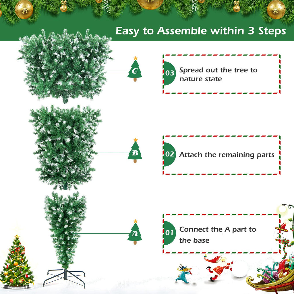 7.5FT Pre-Lit Upside Down Christmas Tree with 400 LED Lights