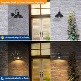 2-Pack Dusk to Dawn Outdoor Wall Sconces, Exterior Farmhouse Gooseneck Barn Light