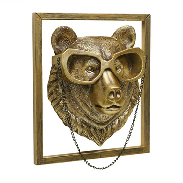 Animal Heads Wall Decoration (Gift Metal Frame) Resin Animals Sculptures Head Wall Hanging Decor Gold vintage Wall