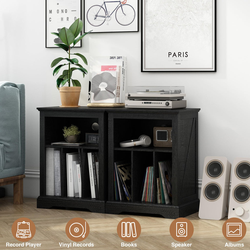 Large Farmhouse Record Player Stand, 31.5" Turntable Stand, Black