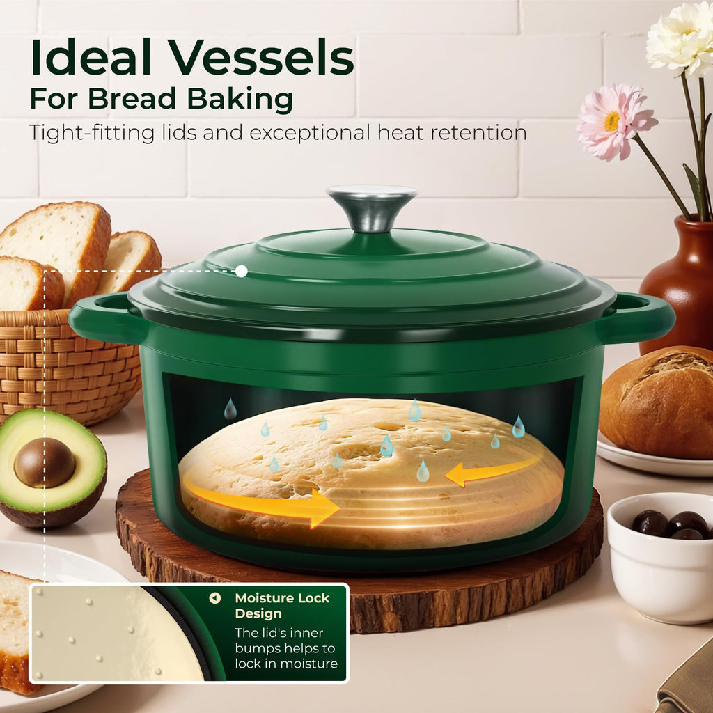 7Pcs Enameled Cast Iron Cookware Sets, Emerd
