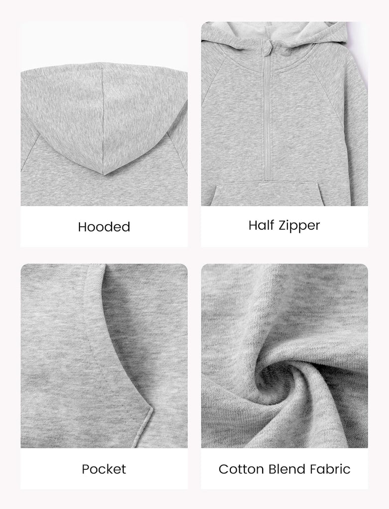 Girls Fleece Hoodie Zip Up Crop Sweatshirts Cotton Tops with Pockets