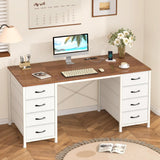 50 Inch Computer Desk with 8 Drawers, Home Office Desk with Power Outlets