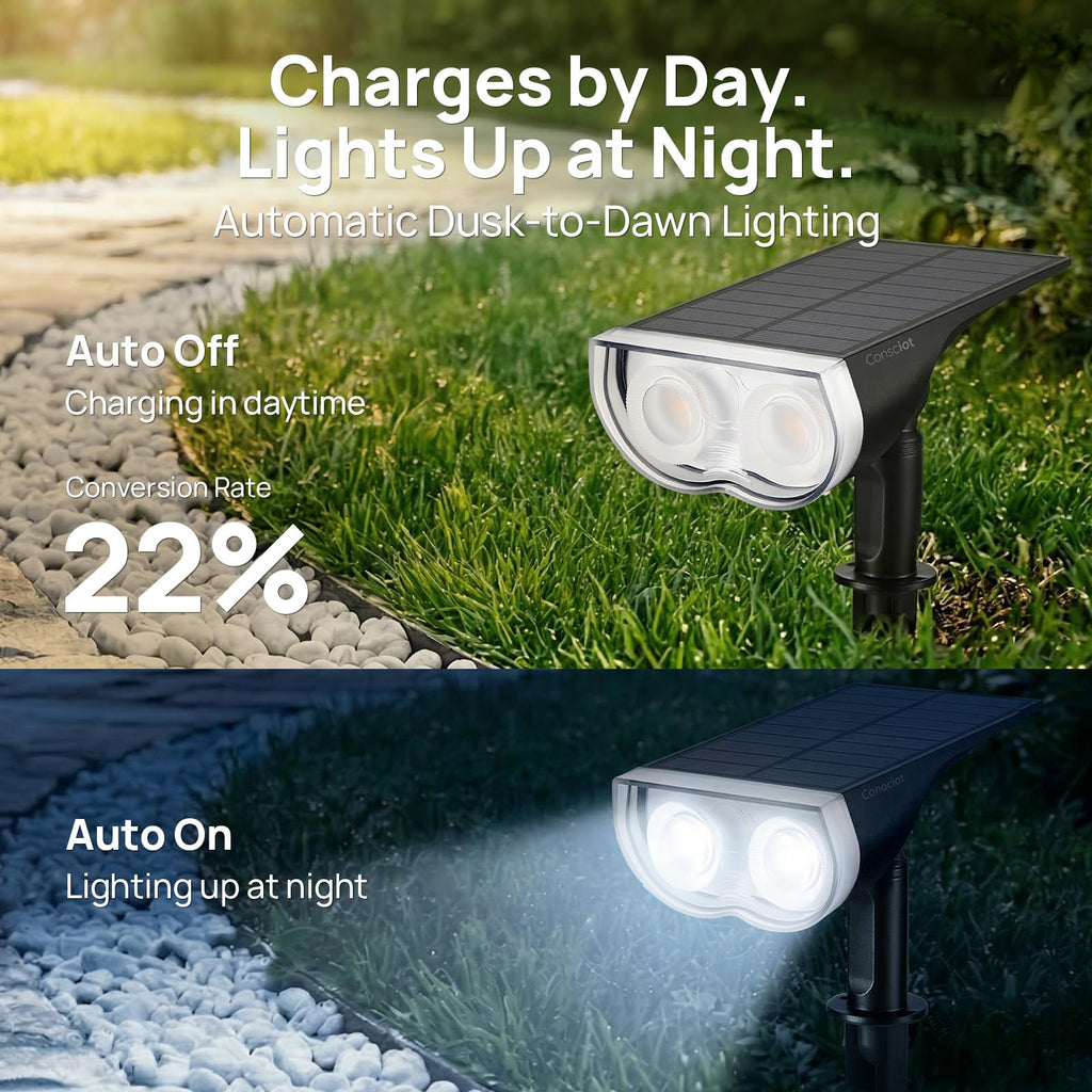 Solar Spot Lights Outdoor Waterproof, Landscape Solar Spotlights