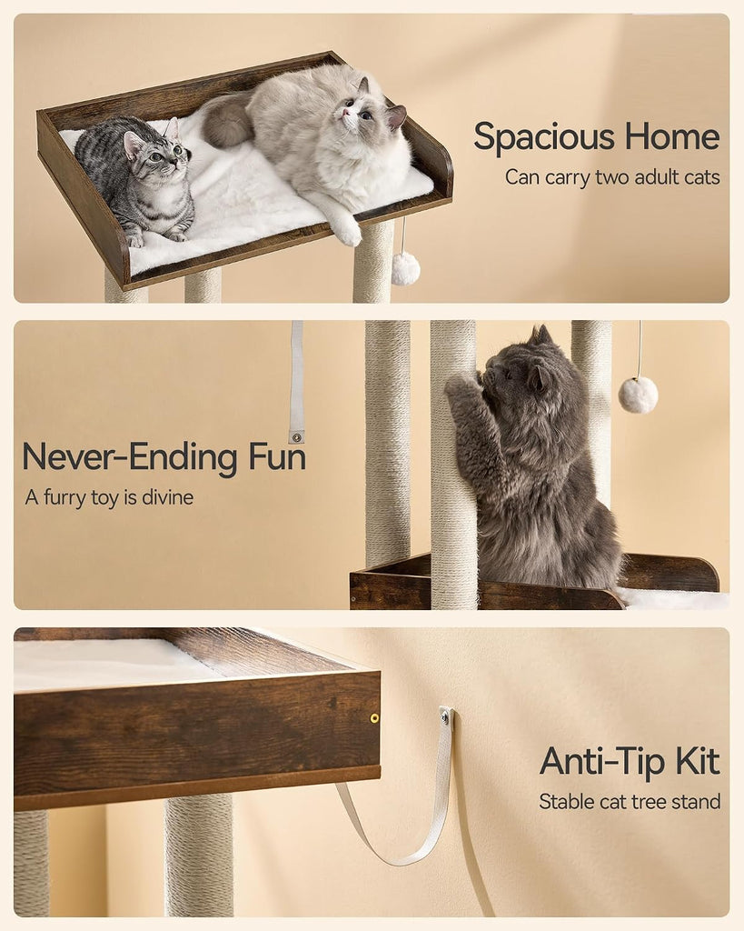 Modern Cat Tree for Indoor Cats Large Adult, Large Platforms