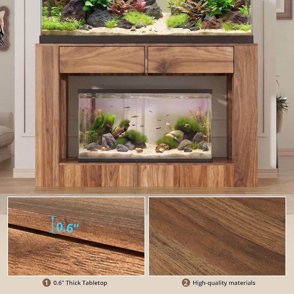 55-75/90 Gallon Fish Tank Stand with Power Outlet for 2 Tank, Walnut