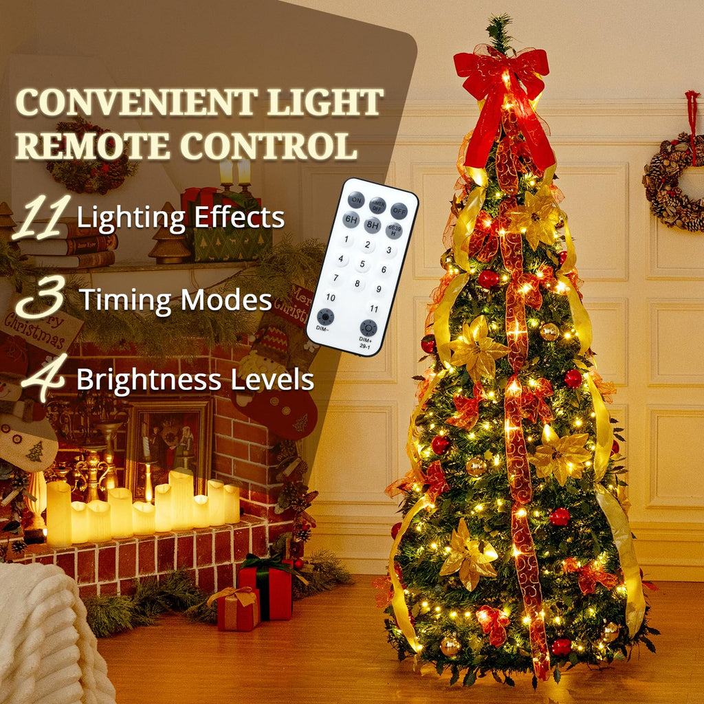 6 FT Pre Decorated Pull-Up with Colorful Lights & Remote