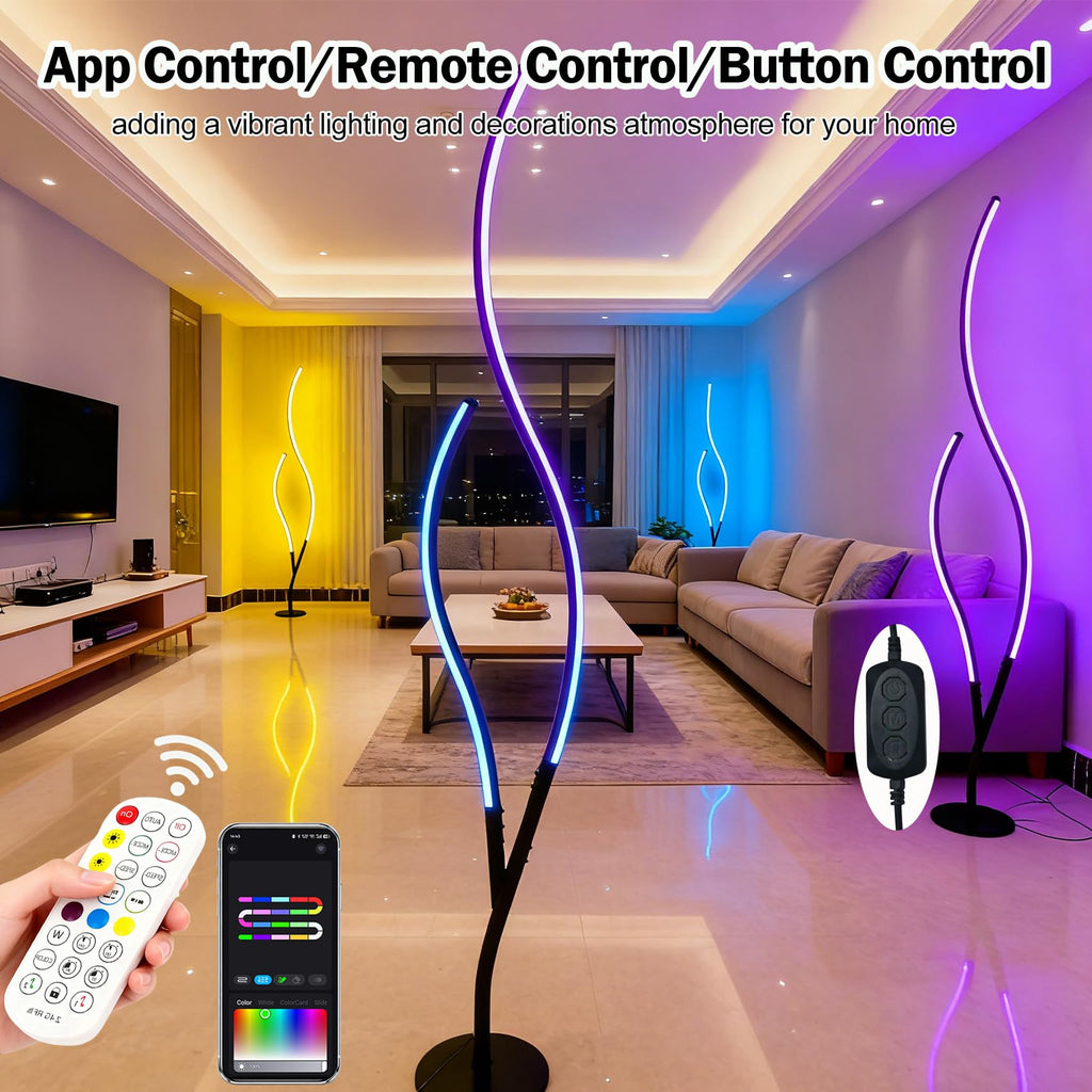 Floor Lamps Modern Smart Corner Lamp with APP and Remote 1500 Lumen LED Lights with Music Sync, 16 Million DIY