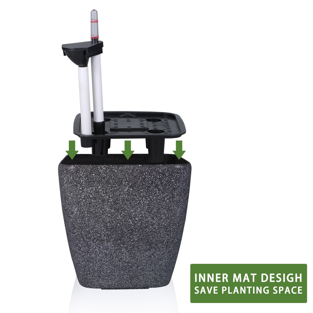 15x14 Self Watering Planter with Wheels (Stone Matte)