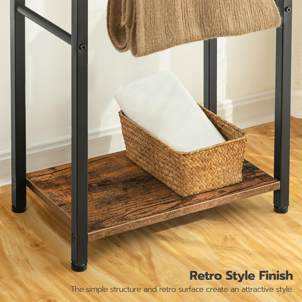 Free Standing Towel Rack, 2 Tier Blanket Rack, 16.5" L x 9.4" W x 31.5" H, Blanket Holder, Drying and Display Rack