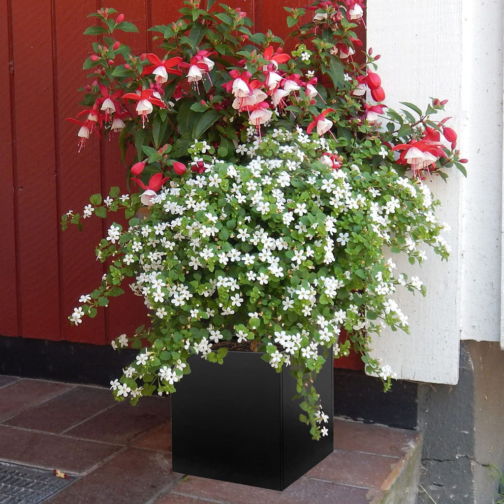 Galvanized Steel Black Planter Box 20 Inch, Metal Square Planters