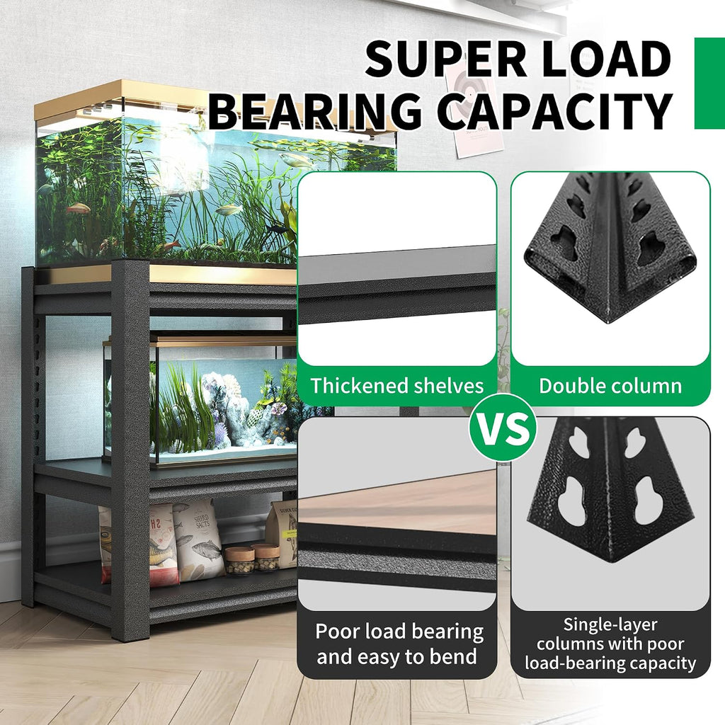 3-tier Metal Fish Tank Stand for 30 Gallon Long Aquarium, * *