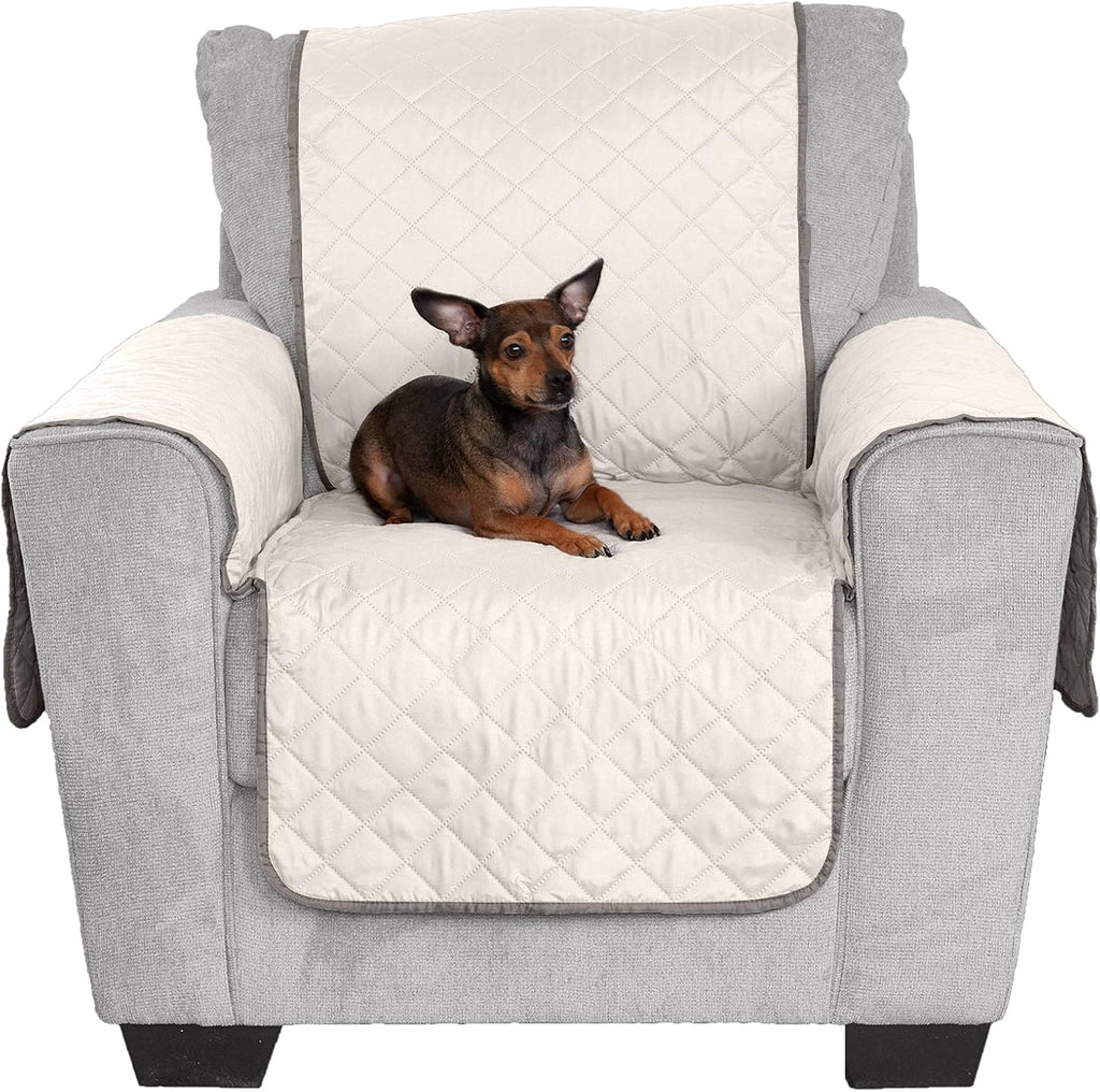 Water-Resistant & Reversible Chair Cover Protector for Dogs, Cats, & Children - Two-Tone Pinsonic Quilted Living Room