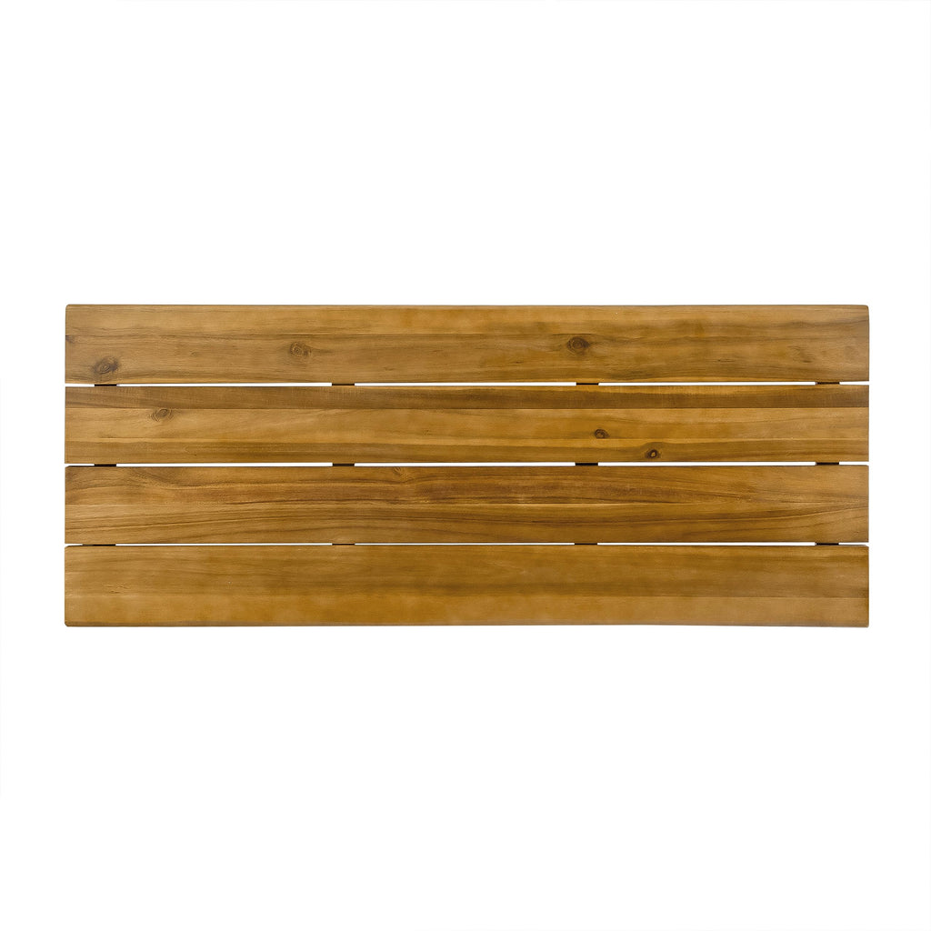 Denali Ouotdoor Industrial Acacia Wood Bar Table with Iron Frame, Teak Finish / Rustic Metal