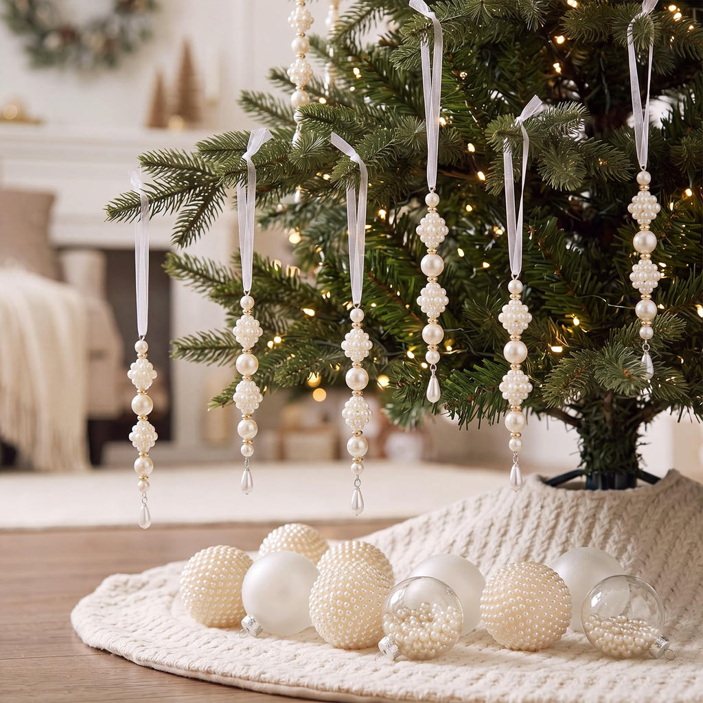 12 Pcs Christmas Pearls Decor Pearl Ornaments for Christmas Tree