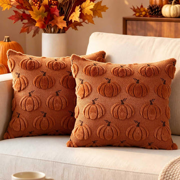 Fall 24x24 Throw Pillow Covers Set of 2, Autumn Pumpkin Throw Pillow Cases Soft Plush Faux Fur Wool 24 x 24 Autumn