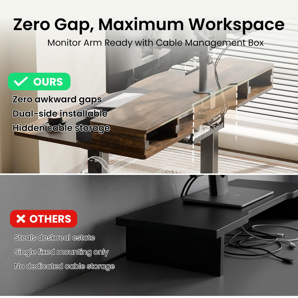 55x26 Inch Electric Standing Desk with Drawers, Rustic Walnut