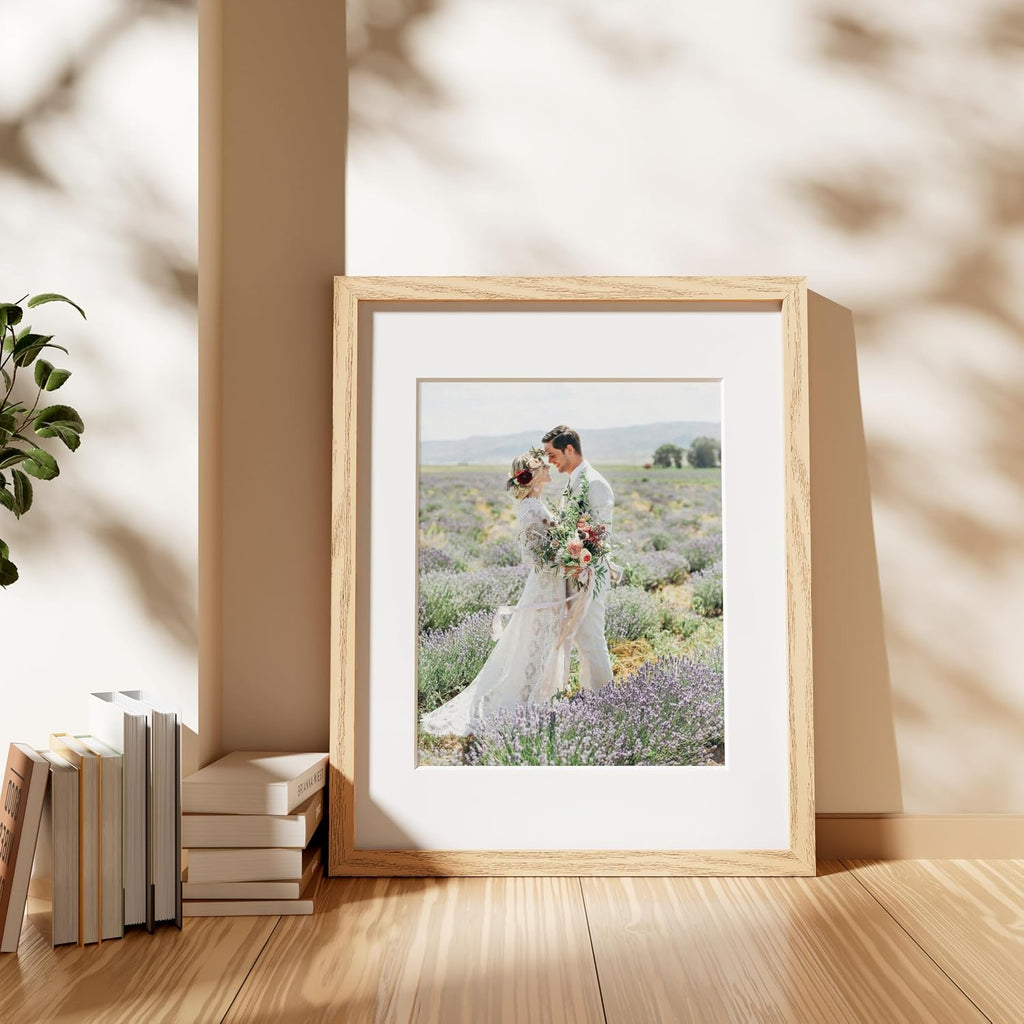 10 Pack 11x14 Picture Frame Collage Wall Decor with 8x10 Mat | Natural Plastic 11x14 Photo Frames with High