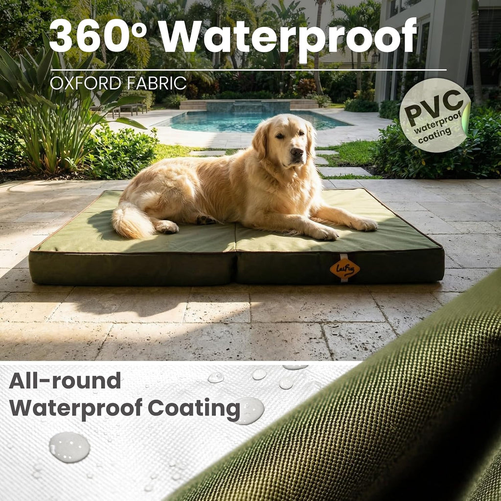 Outdoor Foldable Waterproof Dog Bed, Army Green
